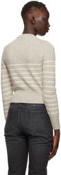 AMI Alexandre Mattiussi Beige & Off-White Merino Breton Stripe Sweater