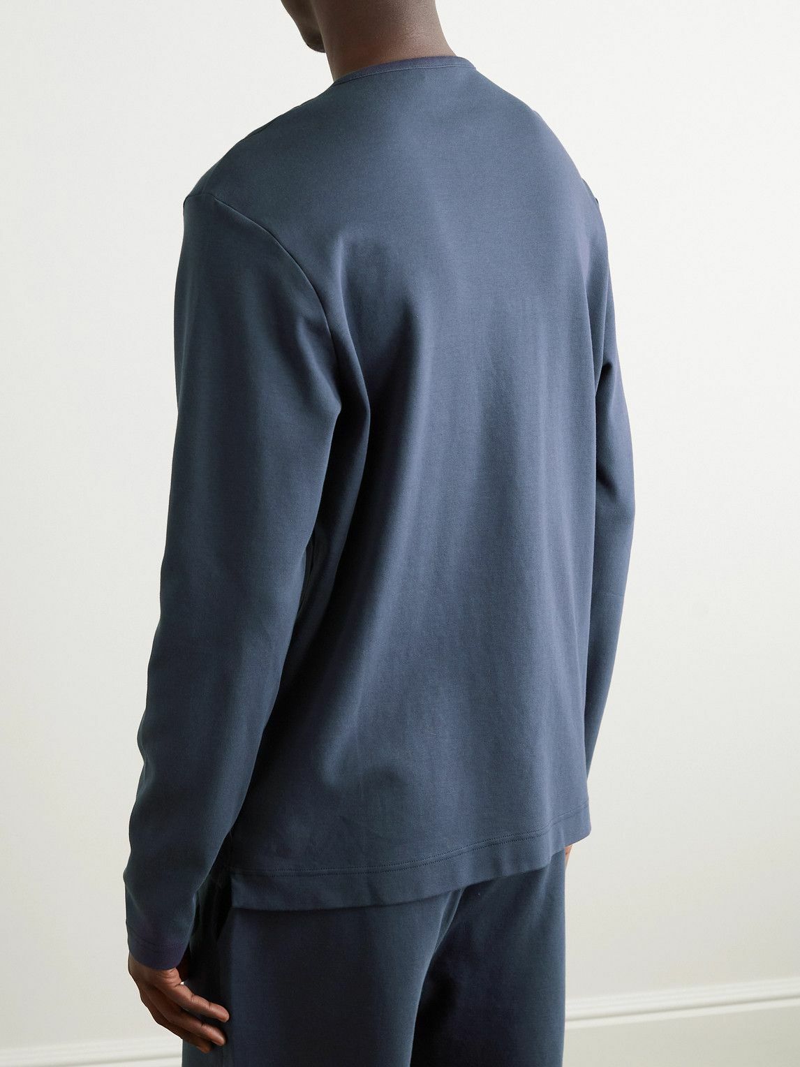 Mr P. - Cotton-Jersey Henley Pyjama Shirt - Blue