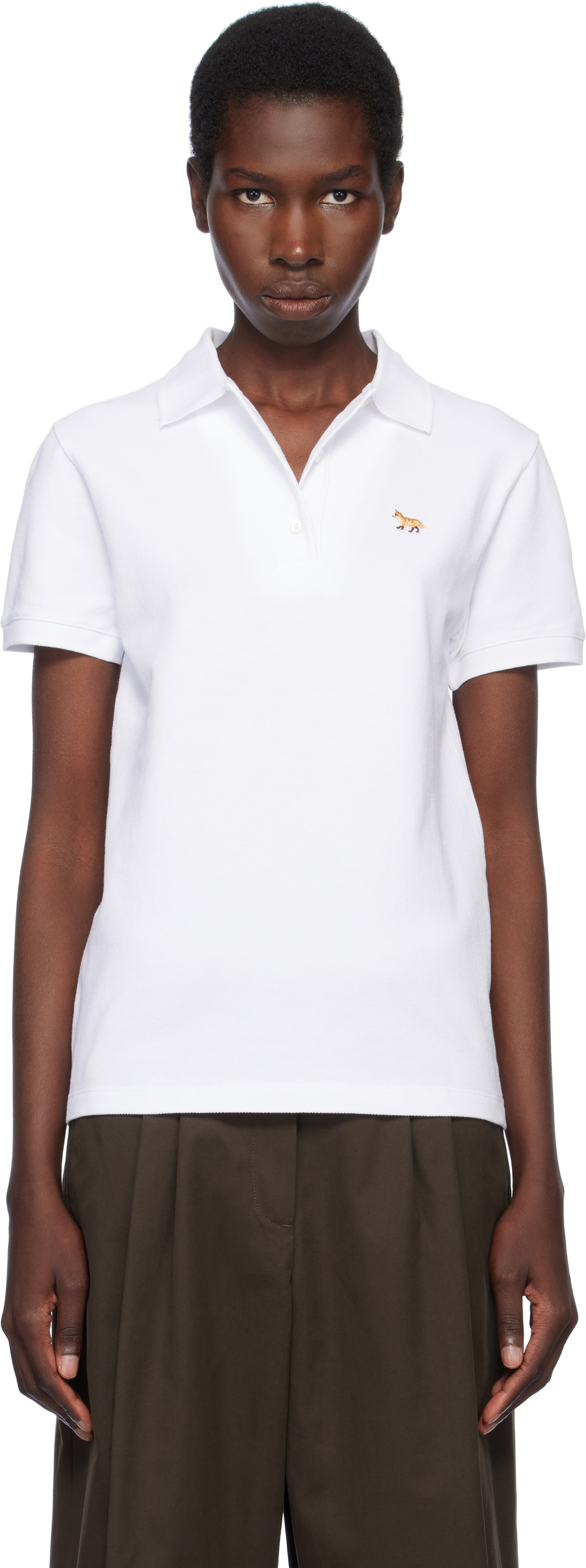 Maison Kitsuné White Baby Fox Patch Regular Polo Maison Kitsune