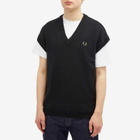 Fred Perry Men's Lambswool Knit Vest in Black