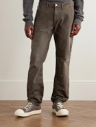 John Elliott - Straight-Leg Distressed Paint-Splattered Cotton-Canvas Trousers - Brown