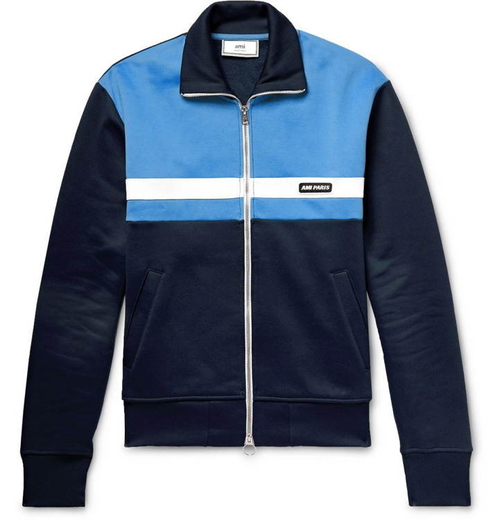 Photo: AMI - Slim-Fit Colour-Block Tech-Jersey Track Jacket - Men - Blue