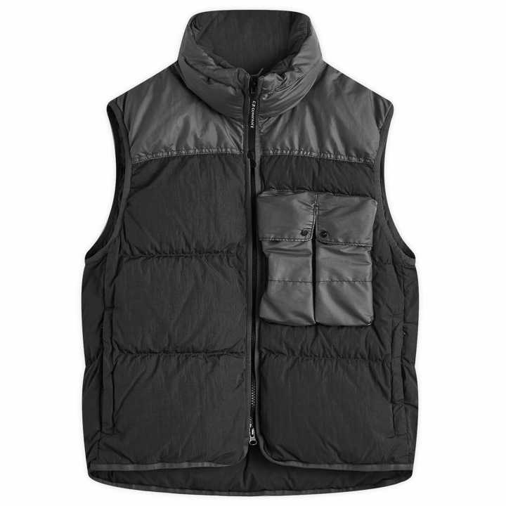 Photo: C.P. Company Men's Chrome-R Mixed Down Vest in Black