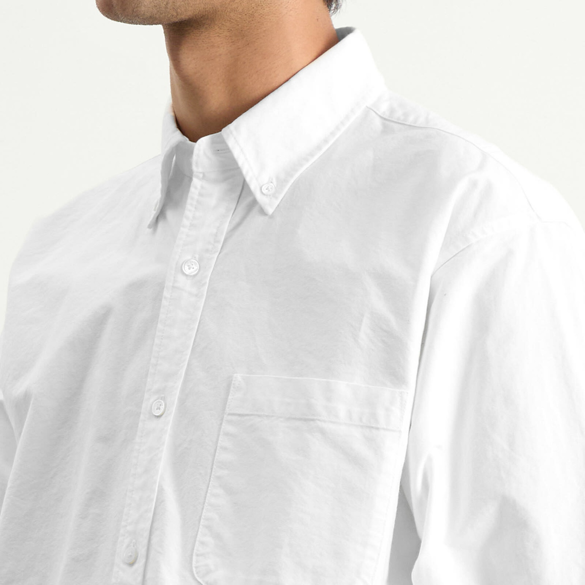 BEAMS Men's Heavy Oxford Button Down Shirt in White