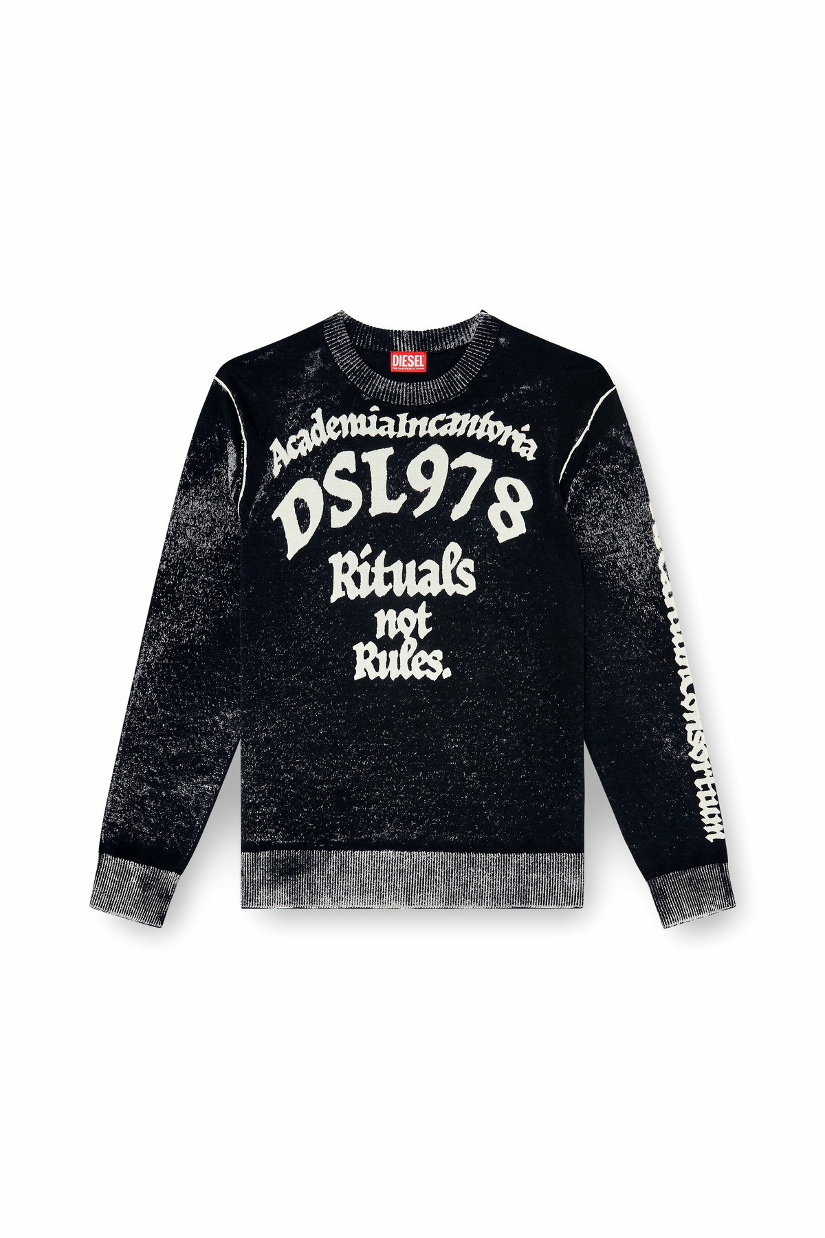 Diesel Treated cotton jumper with slogan - Knitwear Mens in Multicolor