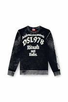 Diesel Treated cotton jumper with slogan - Knitwear Mens in Multicolor
