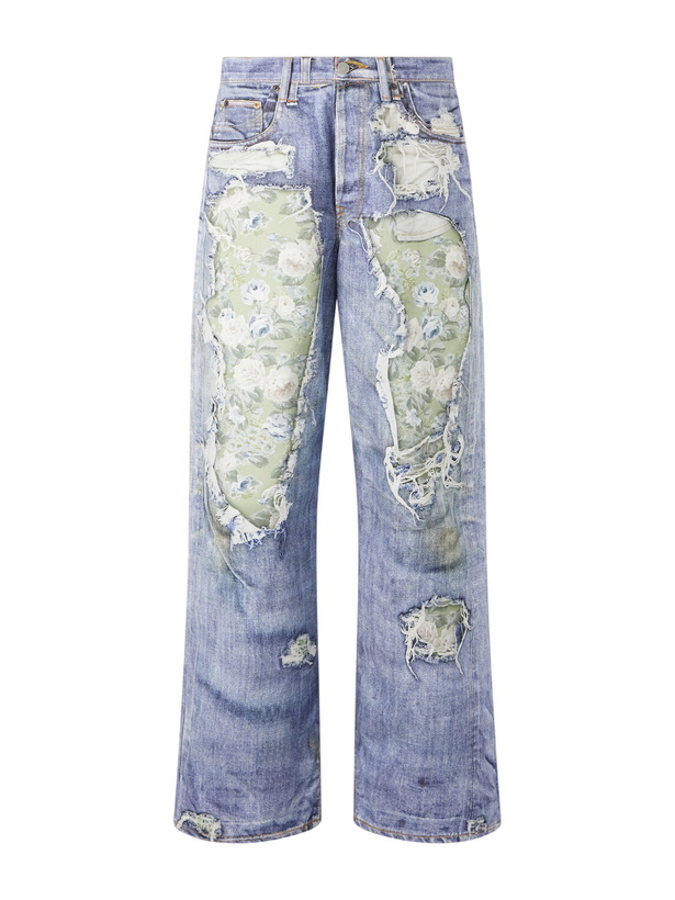 Photo: Acne Studios - Wide-Leg and Rose-Printed Cotton Jeans - Blue