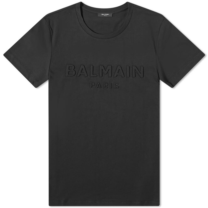 Photo: Balmain Men's Paris Embossed T-Shirt in Black