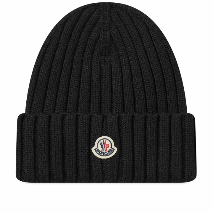 Photo: Moncler Women's Logo Beanie Hat in Black