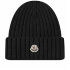 Moncler Women's Logo Beanie Hat in Black