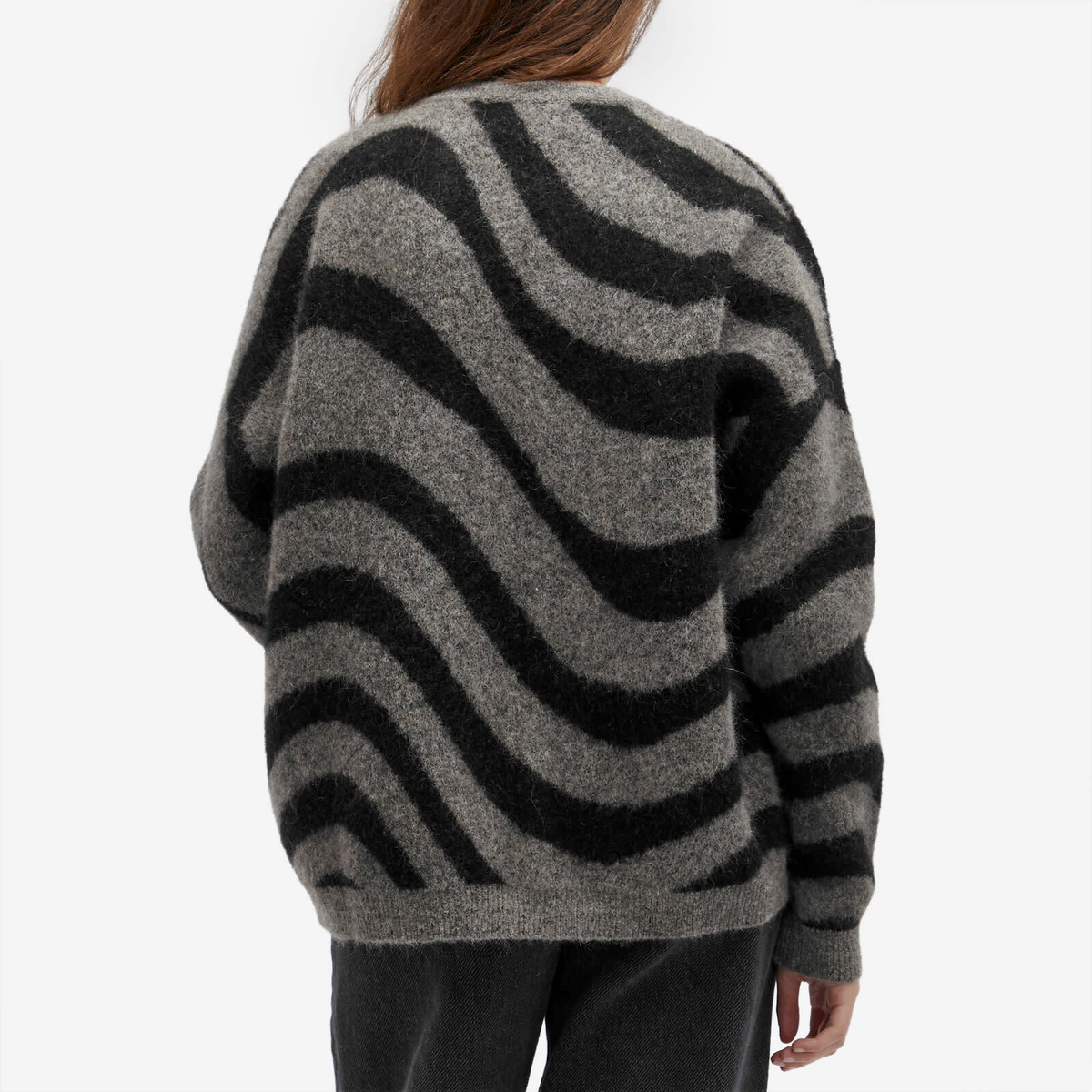 Fiorucci Women's Black Candy Stripe Mohair Sweater in Black Stripes