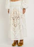 Zimmermann Daylight Embroidered Linen Maxi Skirt Cream