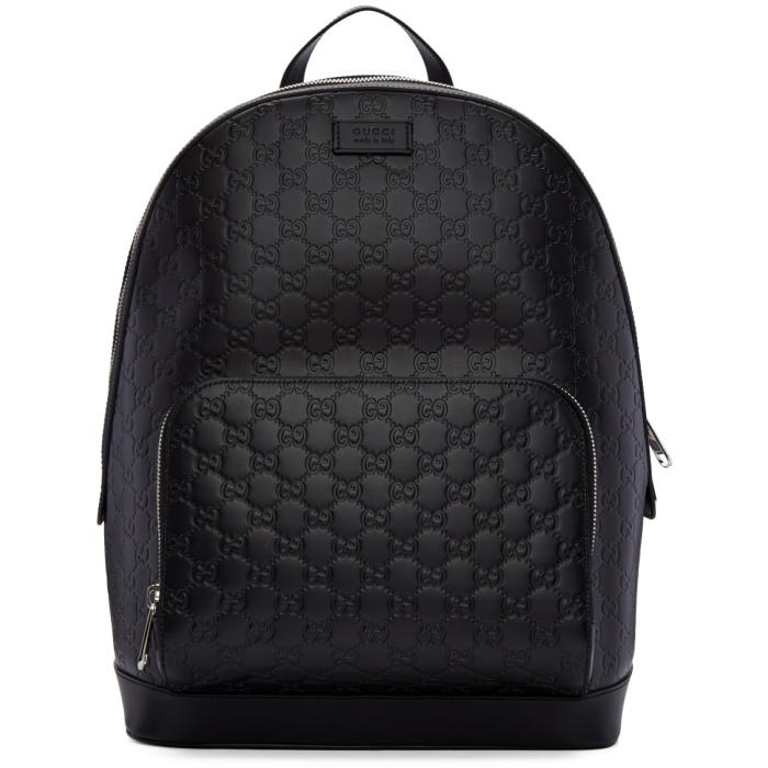 Photo: Gucci Black Leather Signature Backpack 