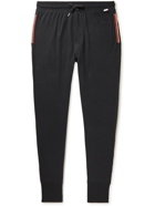 Paul Smith - Tapered Striped Grosgrain-Trimmed Cotton-Jersey Sweatpants - Black
