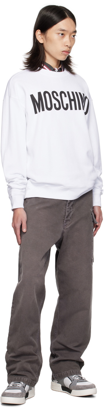 Moschino White Printed-Logo Sweatshirt