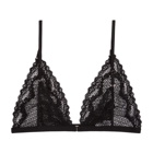 Fleur du Mal Black Pattern Mesh Built Up Triangle Bra