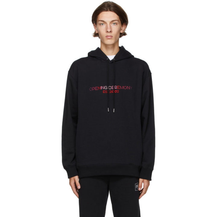 Photo: Opening Ceremony Black Embroidered Logo Hoodie