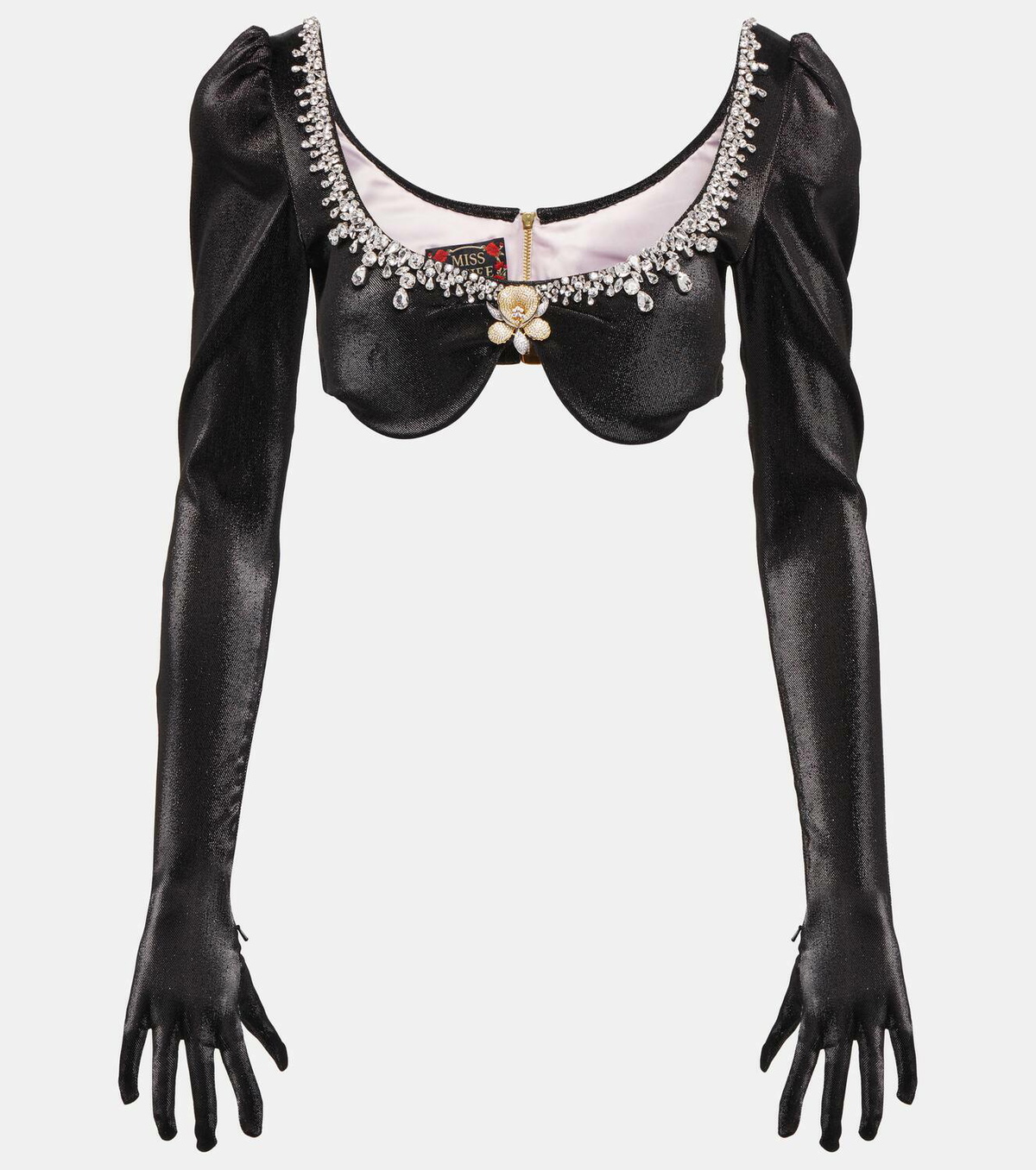Miss Sohee Embellished bra top with gloves