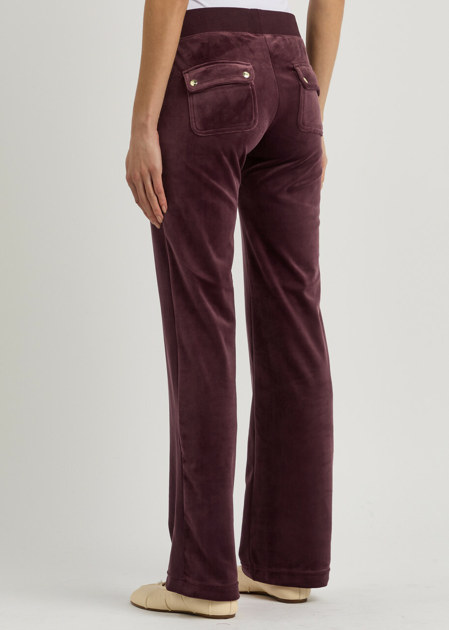 Juicy Couture Del Ray Logo Velour Sweatpants Dark Red