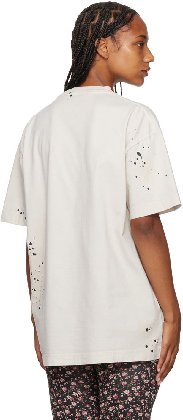 Palm Angels Glittered Logo Classic T-Shirt Off White/Black