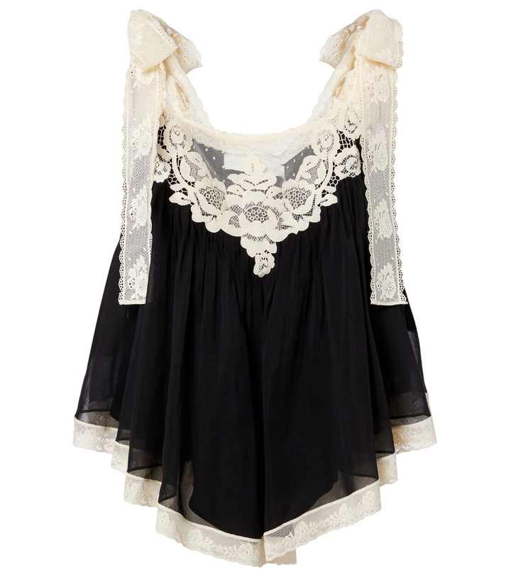 Photo: Zimmermann Roselight lace-trimmed cotton and silk top