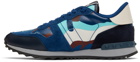 Valentino Garavani Blue Camouflage Rockrunner Sneakers