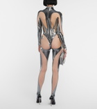 Mugler - Paneled mesh jumpsuit