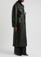 Rohe Belted Leather Trench Coat Black
