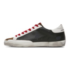 Golden Goose Black and Khaki Superstar Sneakers