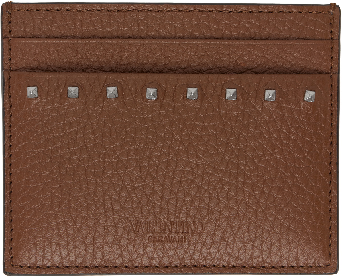 Valentino Garavani Brown Rockstud Card Holder