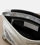 Balenciaga Le City metallic leather clutch