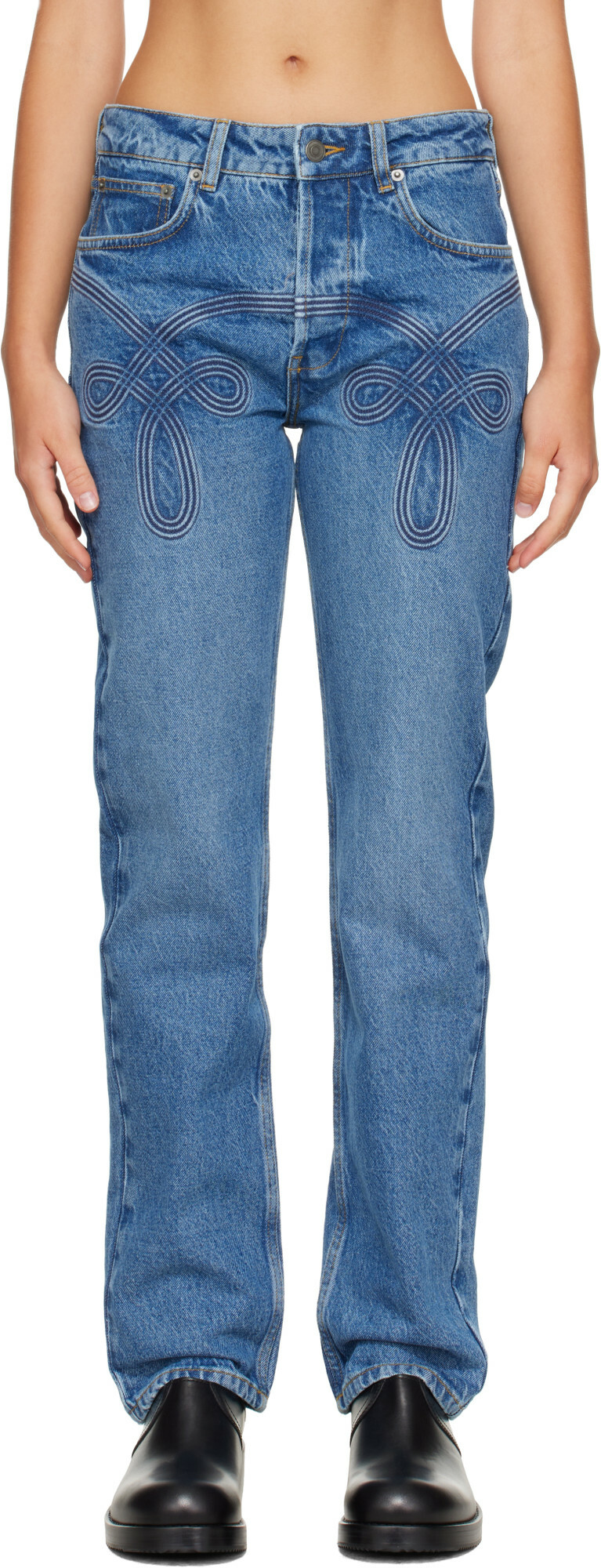 Stefan Cooke Blue Braided Jeans