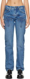 Stefan Cooke Blue Braided Jeans