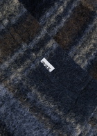 Wax London Whiting Checked Wool-blend Overshirt Navy