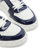 Valentino Freedots Panelled Leather Sneakers White And Blue