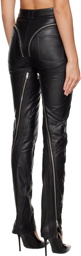 Mugler Black Zip Leather Pants