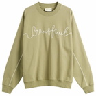 Bram's Fruit Men's Garden Hose Chain Stitch Crewneck Sweatshirt in Solid Olive Green
