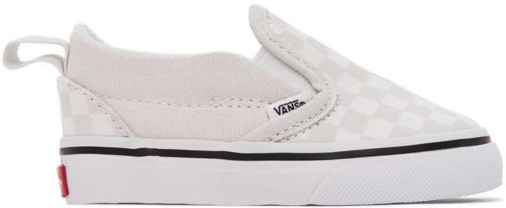 Photo: Vans Baby Beige & White Checkerboard Slip-On V Sneakers