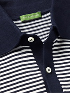 SID MASHBURN - Striped Cotton Polo Shirt - Blue