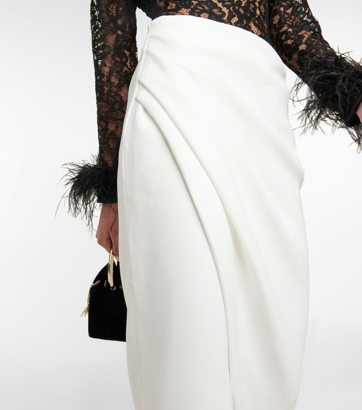 Rasario Fringed lace and crêpe gown