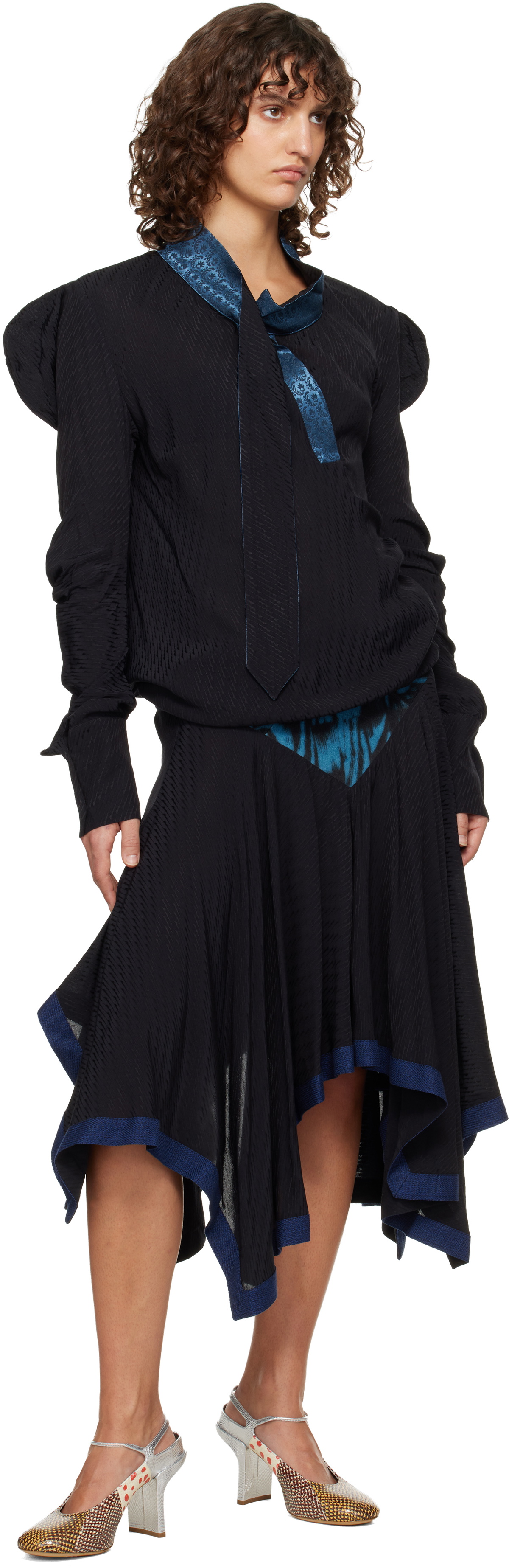 Kiko Kostadinov Black & Blue Klapheck Midi Skirt
