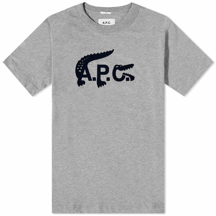 Photo: A.P.C. x Lacoste Large Logo T-Shirt in Heathered Grey