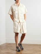 Story Mfg. - Camp-Collar Embroiderd Cotton and Linen-Blend Shirt - White