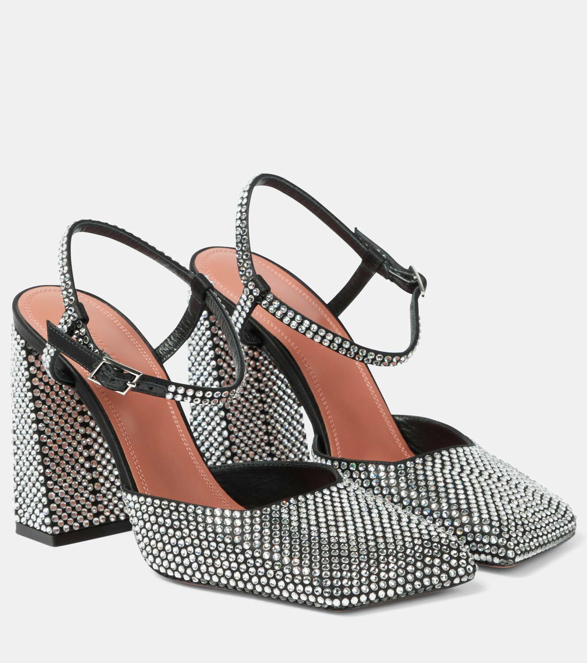 AMINA MUADDI◆Charlotte スリング スエード プリント デニム 95 Amina Muaddi Charlotte 95 embellished satin pumps Amina Muaddi