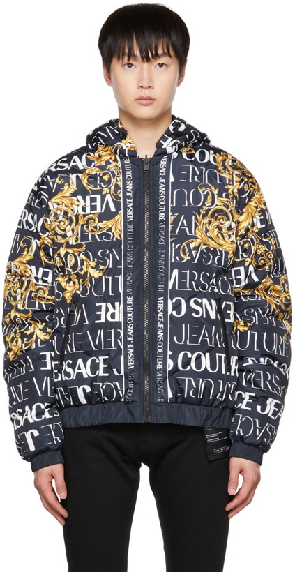 Photo: Versace Jeans Couture Black Reversible Printed Down Jacket