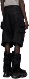 Julius Black Cargo Denim Shorts