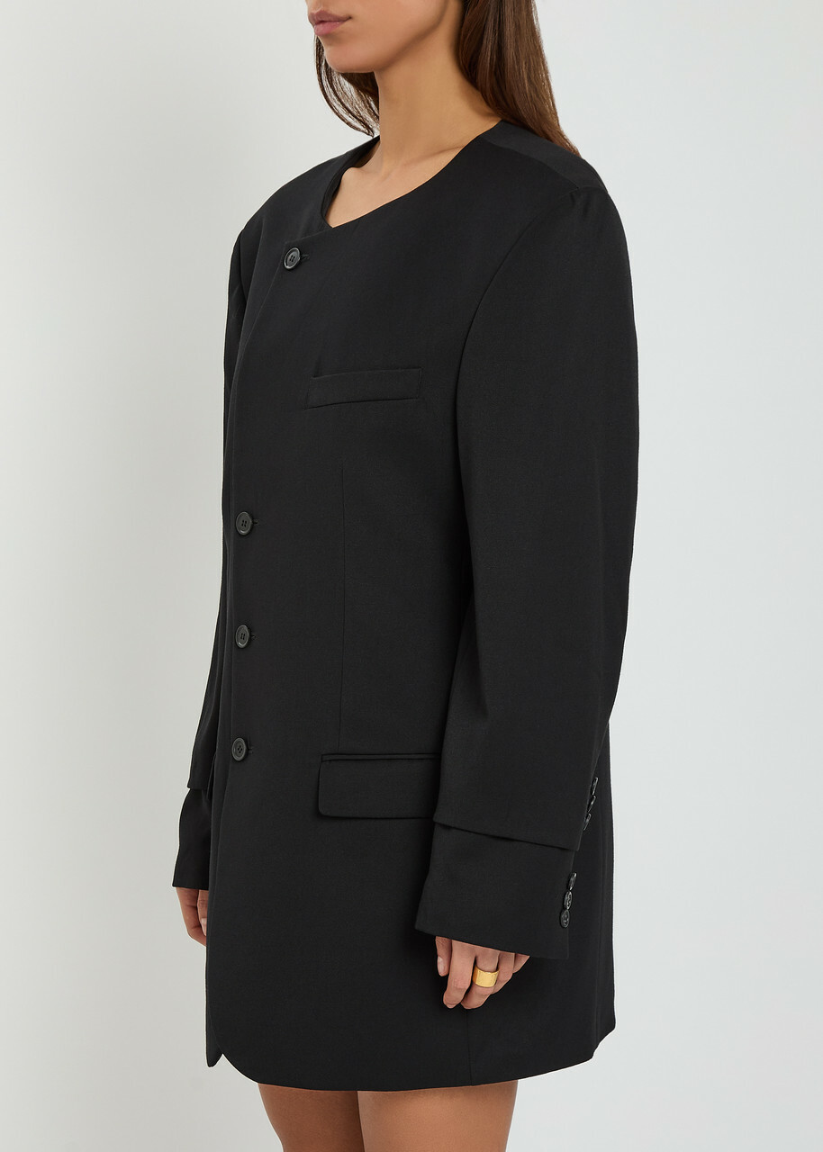 Bettter Oversized Wool-blend Mini Blazer Dress Black