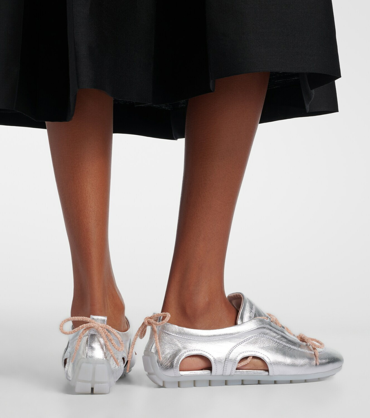 Simone Rocha Cutout metallic leather sneakers