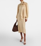 Gucci GG draped striped silk jacquard midi dress