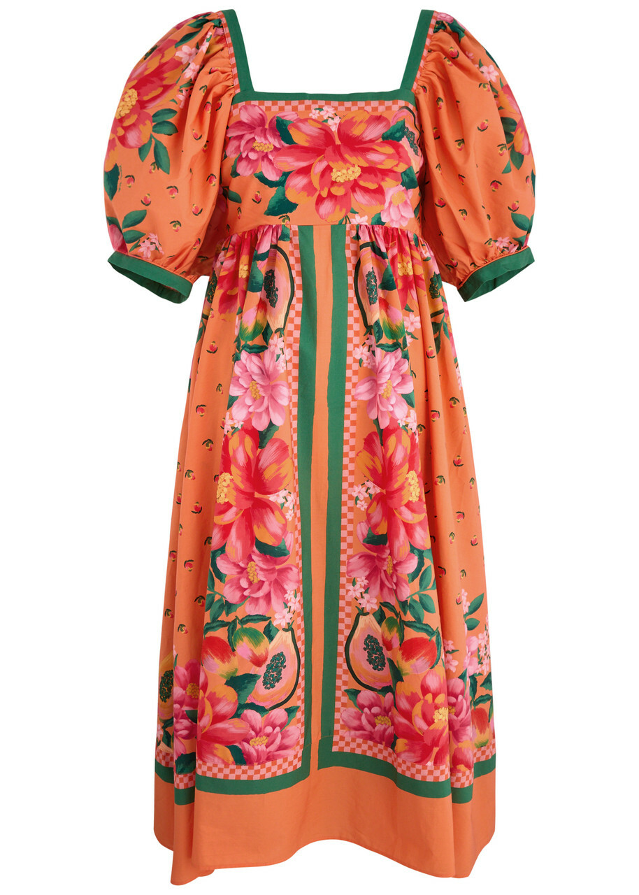 knee length dresses for ladies Off-White Stitched Garden Euroflax™ Premium Linen Midi Dress main image 1